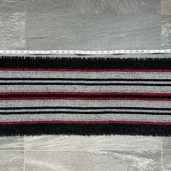 NWT Macy's x Style & Co Ultra-soft Fringe Scarf Black Red White Plaid Stripes - Picture 3 of 11
